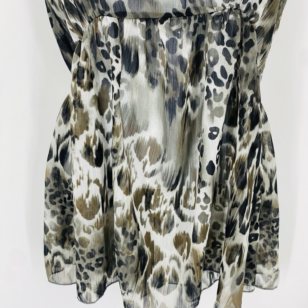 Y2K Buckle Tank Top Sheer Mesh Animal Print Peplum Medium Vintage Edgy Emo - Picture 4 of 8